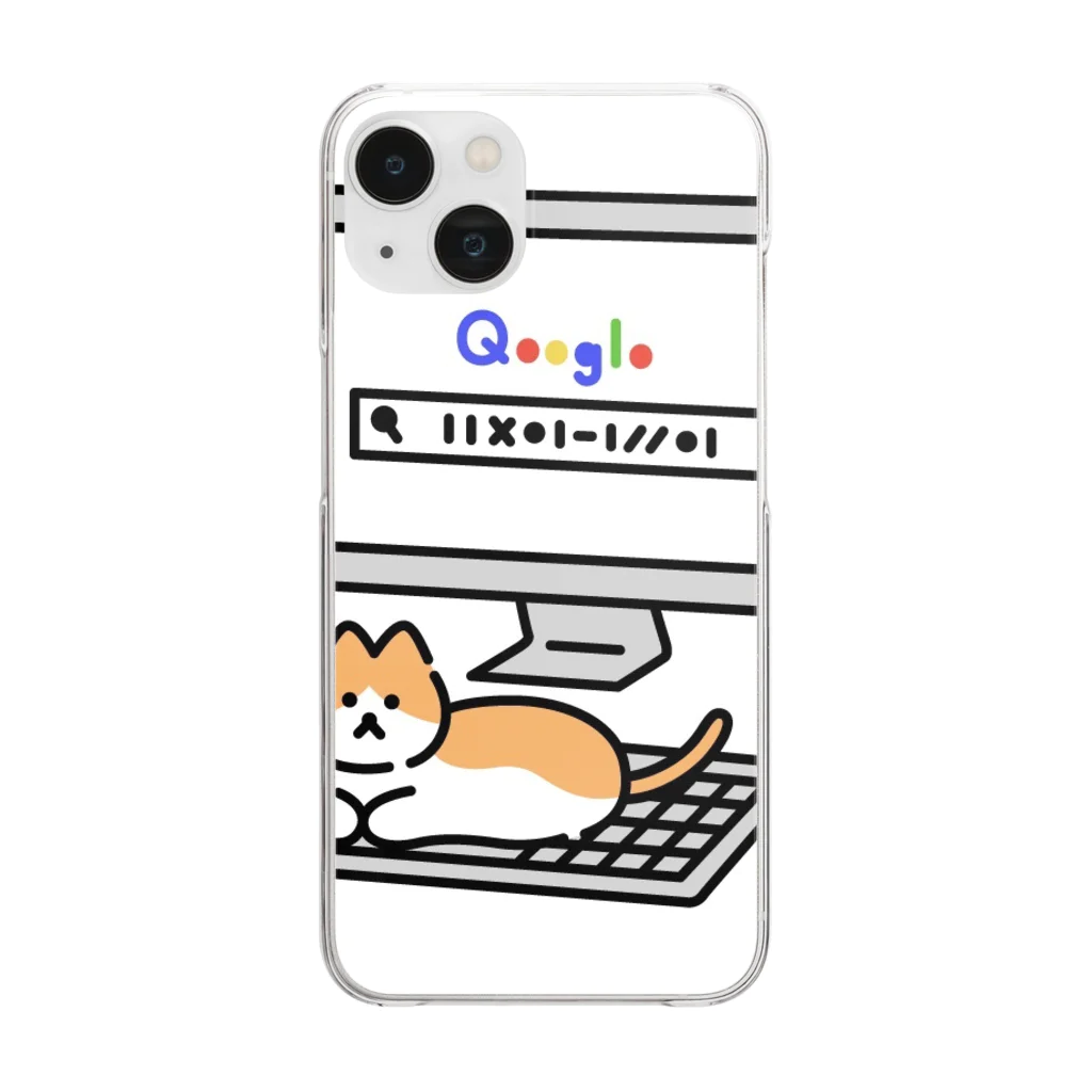 ともきちStoreのパソコン落ちつくにゃん Clear Smartphone Case