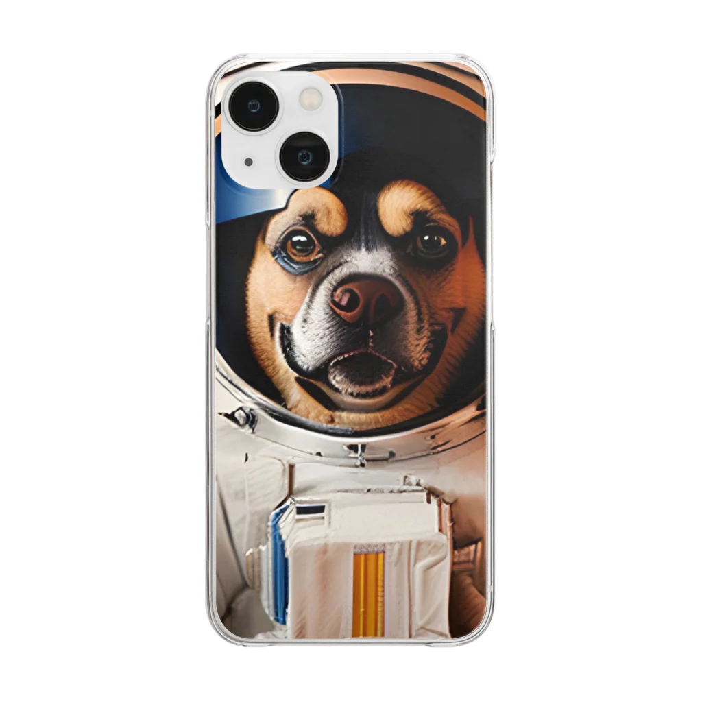 ✨そうのオリジナルグッズ✨の宇宙飛行士犬だワン！！ Clear Smartphone Case
