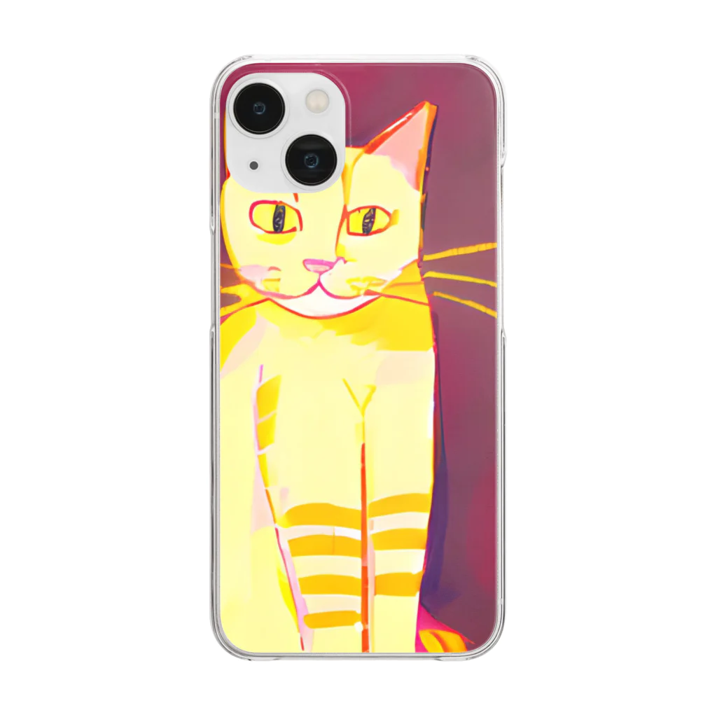 gatto solitario(物寂しげな猫)の太陽に照らされている猫 Clear Smartphone Case