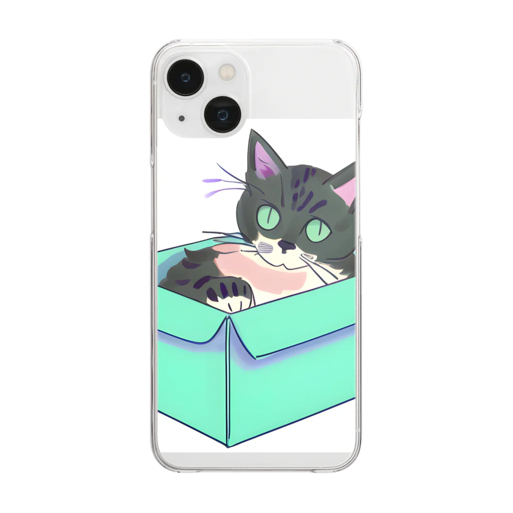 Petal&Purrのダンボール猫 Clear Smartphone Case