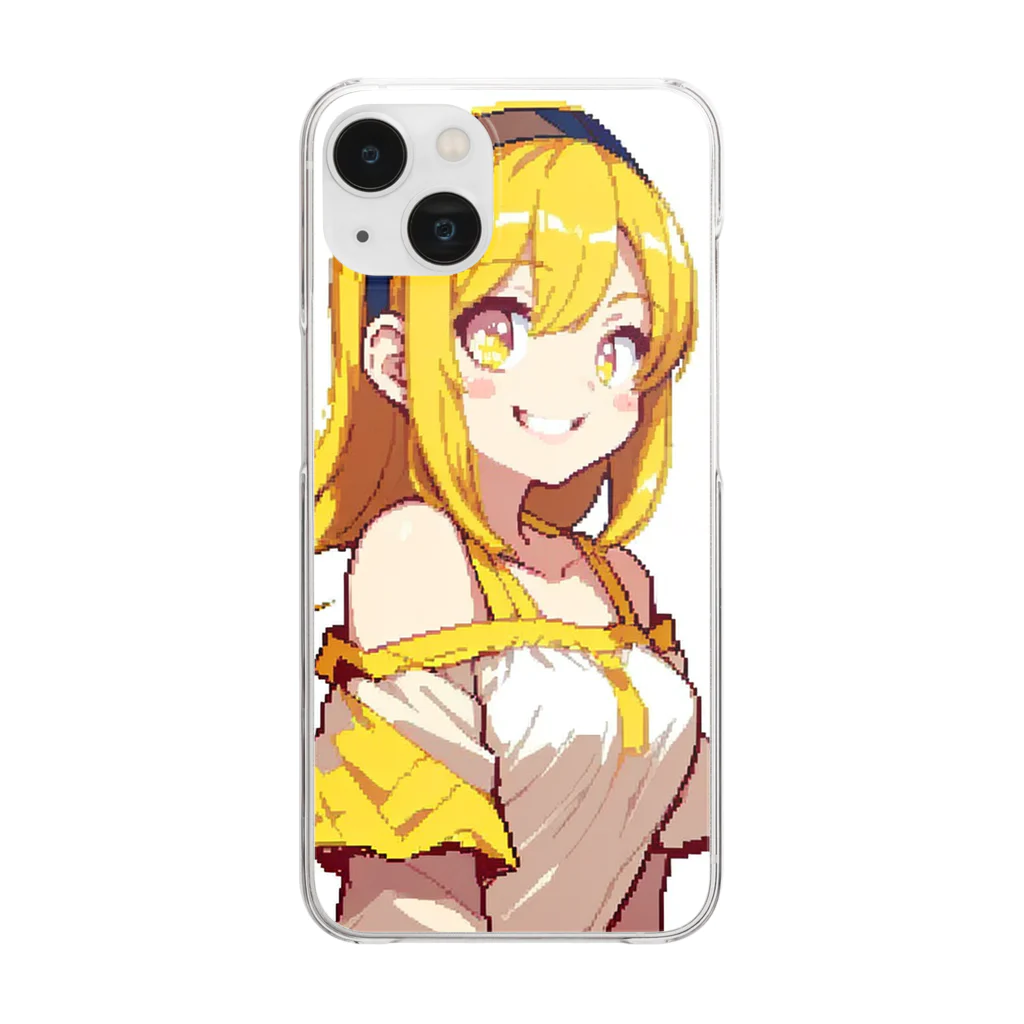 横顔POST＠ただ横顔をPOSTする人の可愛いドット女の子 Clear Smartphone Case