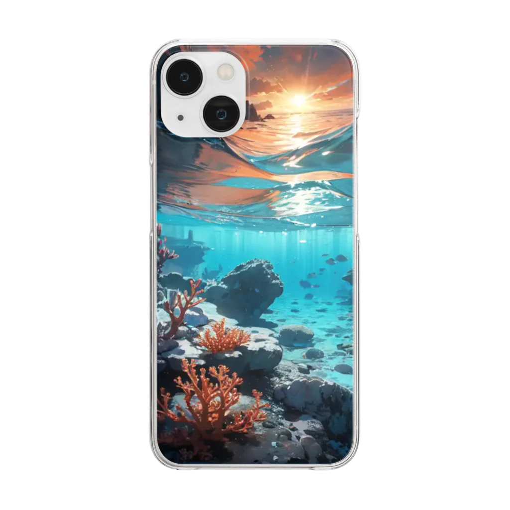 kazu_gの夕暮れの海の底！Under the SEA at sunset Clear Smartphone Case