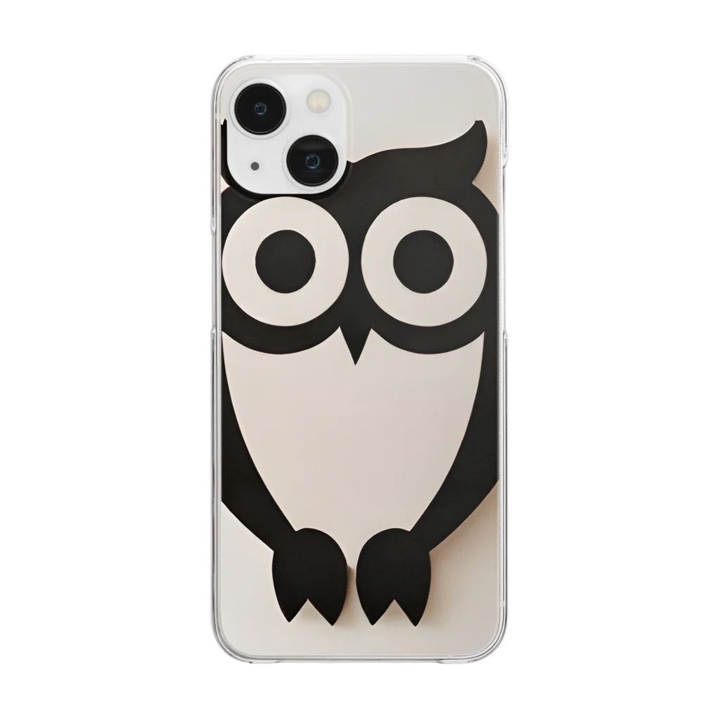 Owlの白黒フクロウちゃんのイラストグッズ Clear Smartphone Case