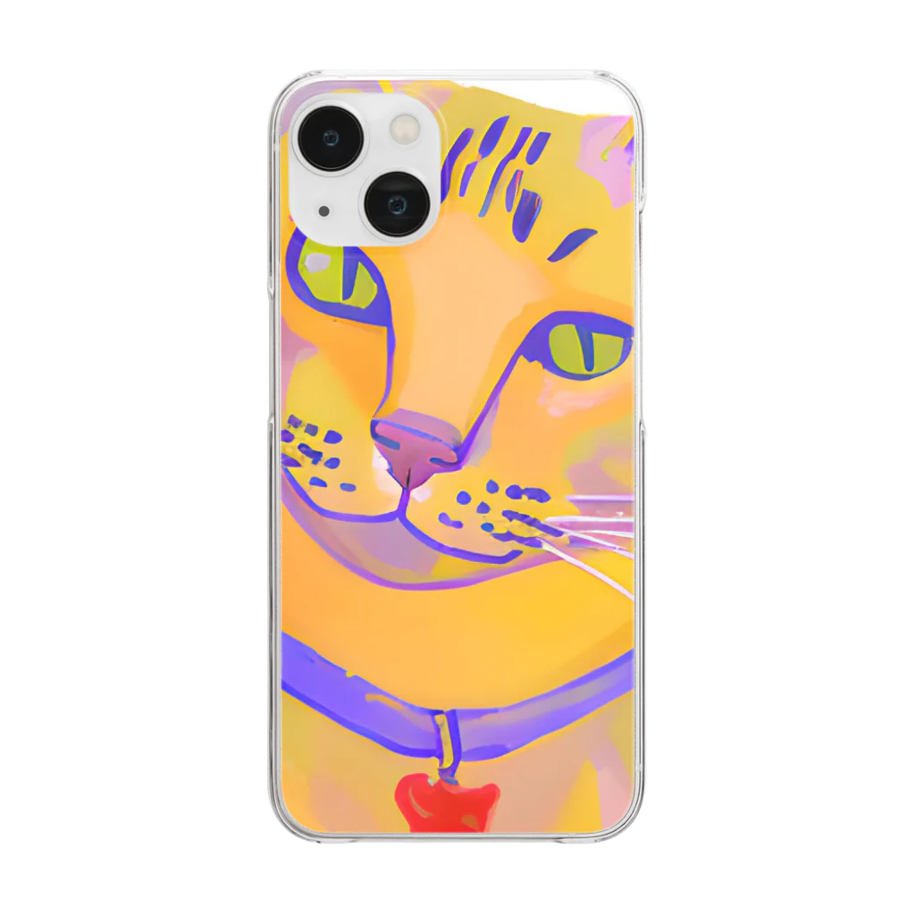 ネコフスキの鮮やかな凛々しい猫さんのイラストグッズ Clear Smartphone Case