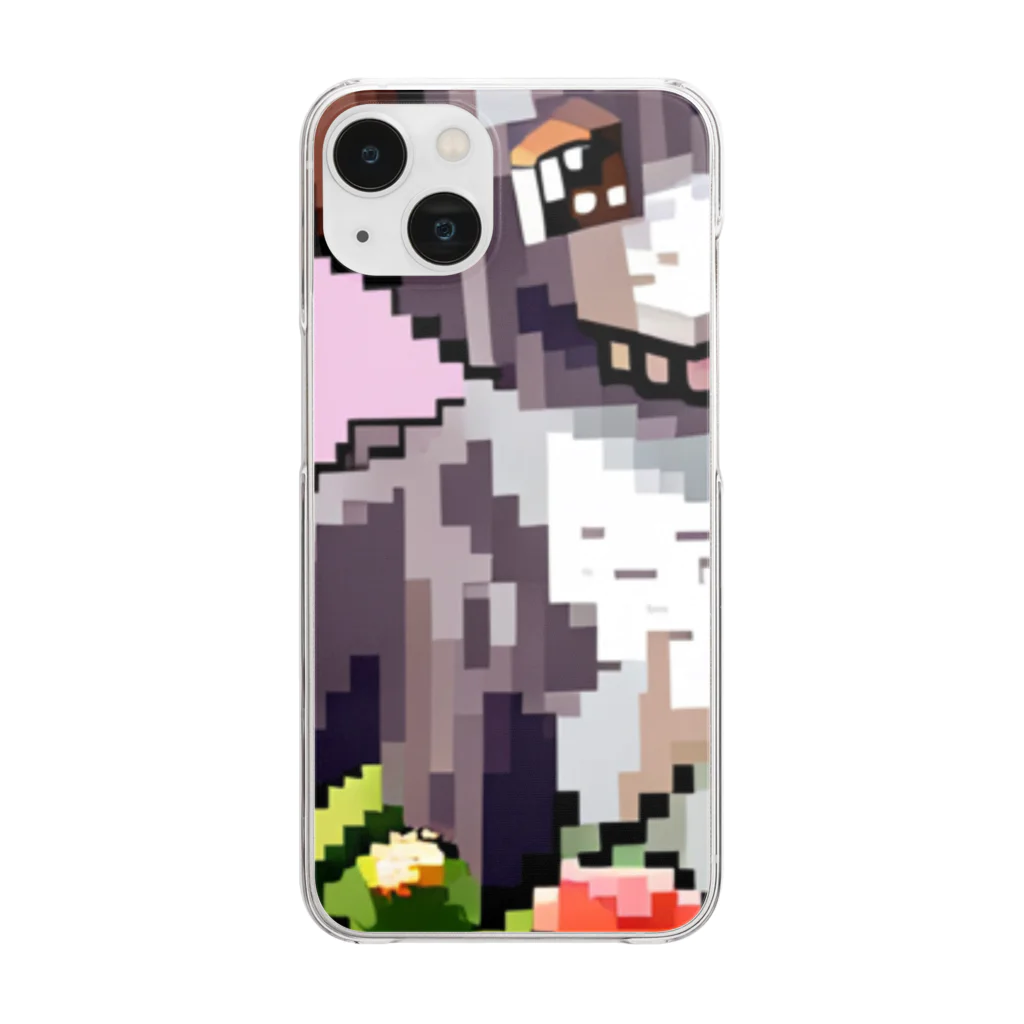 caa11052のドット絵の犬 Clear Smartphone Case