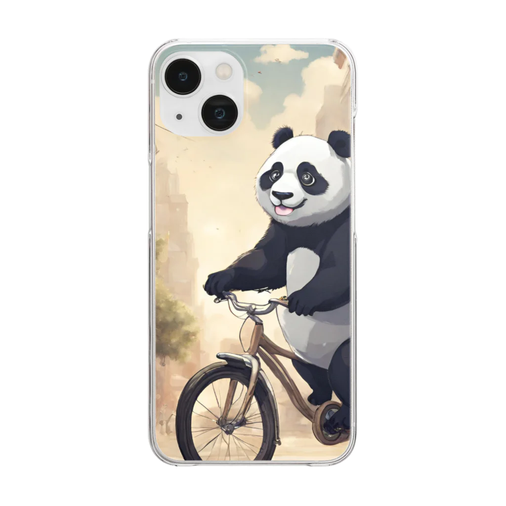 ルノルノの自転車でお買い物パンダくん Clear Smartphone Case