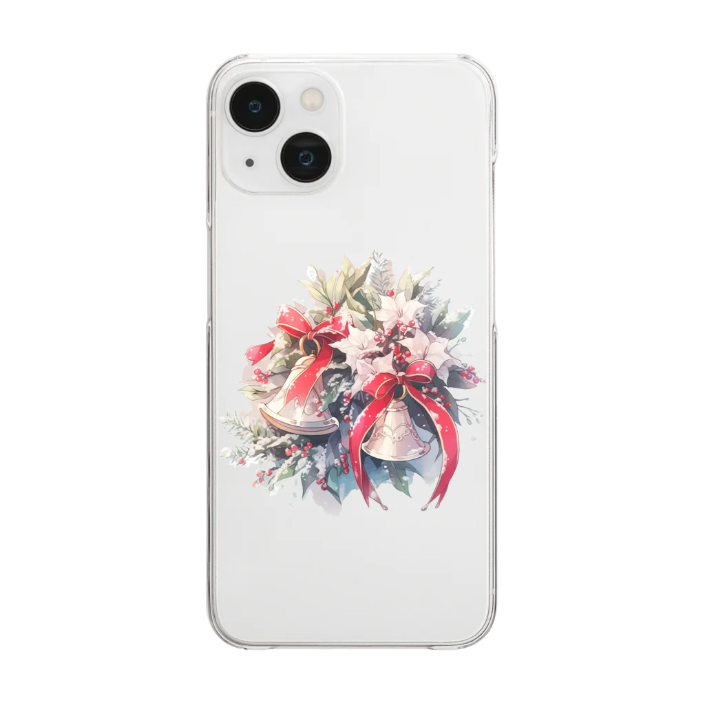 Stellaの水彩画タッチの幸せな音色を奏でるクリスマスベル Clear Smartphone Case