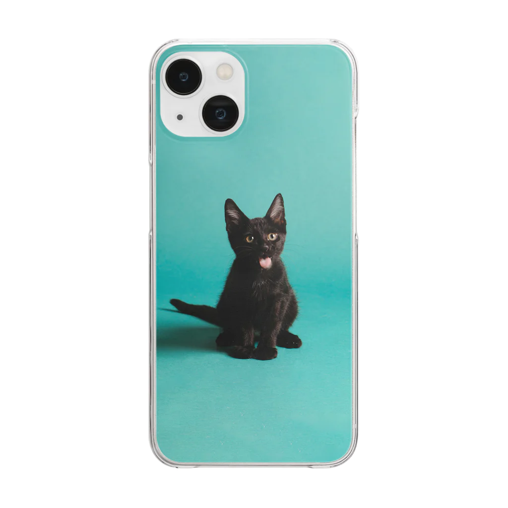 calecordの保護っこシリーズ-黒猫① Clear Smartphone Case