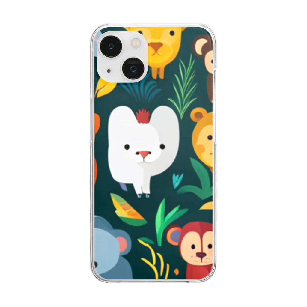 itacyoko(AIイラスト屋)の動物の楽園 Clear Smartphone Case