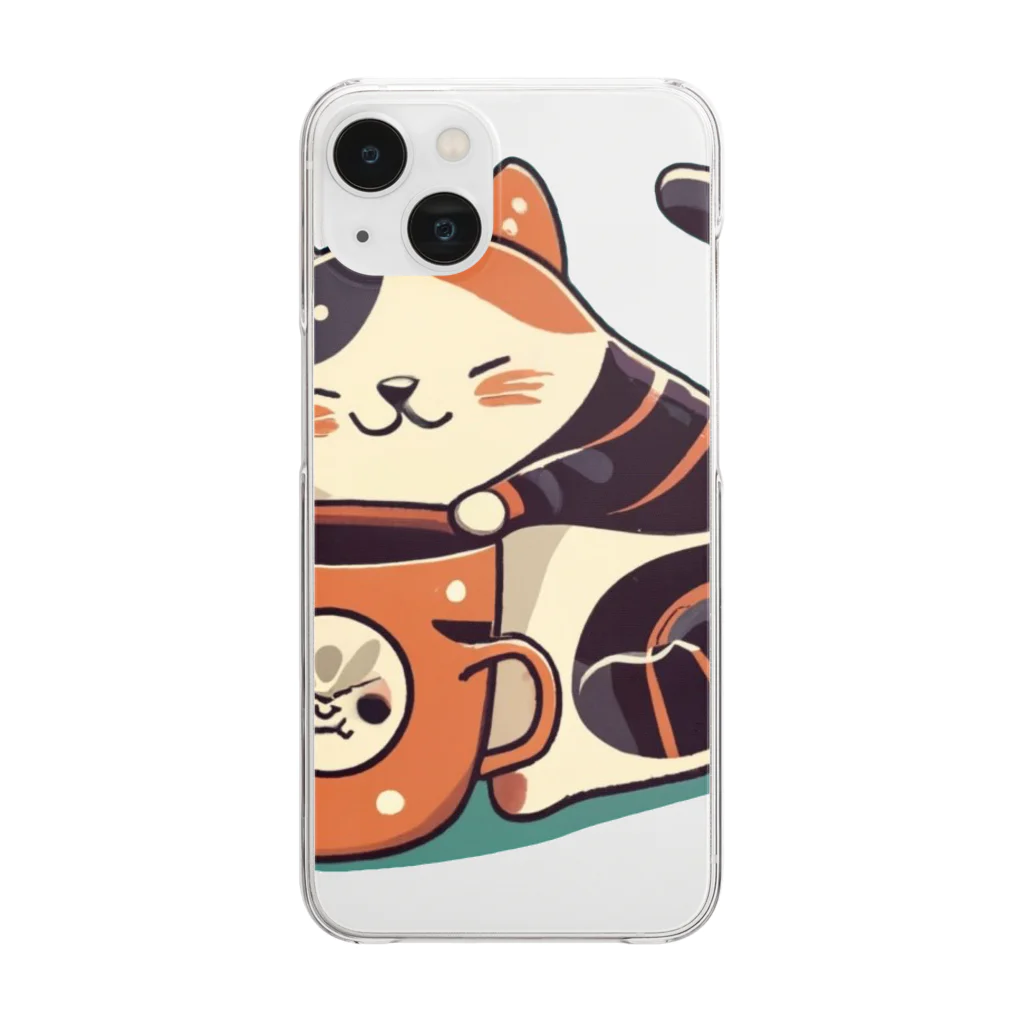 ピヨ爺の副業のほっとひとねこ = ねこまる = Clear Smartphone Case