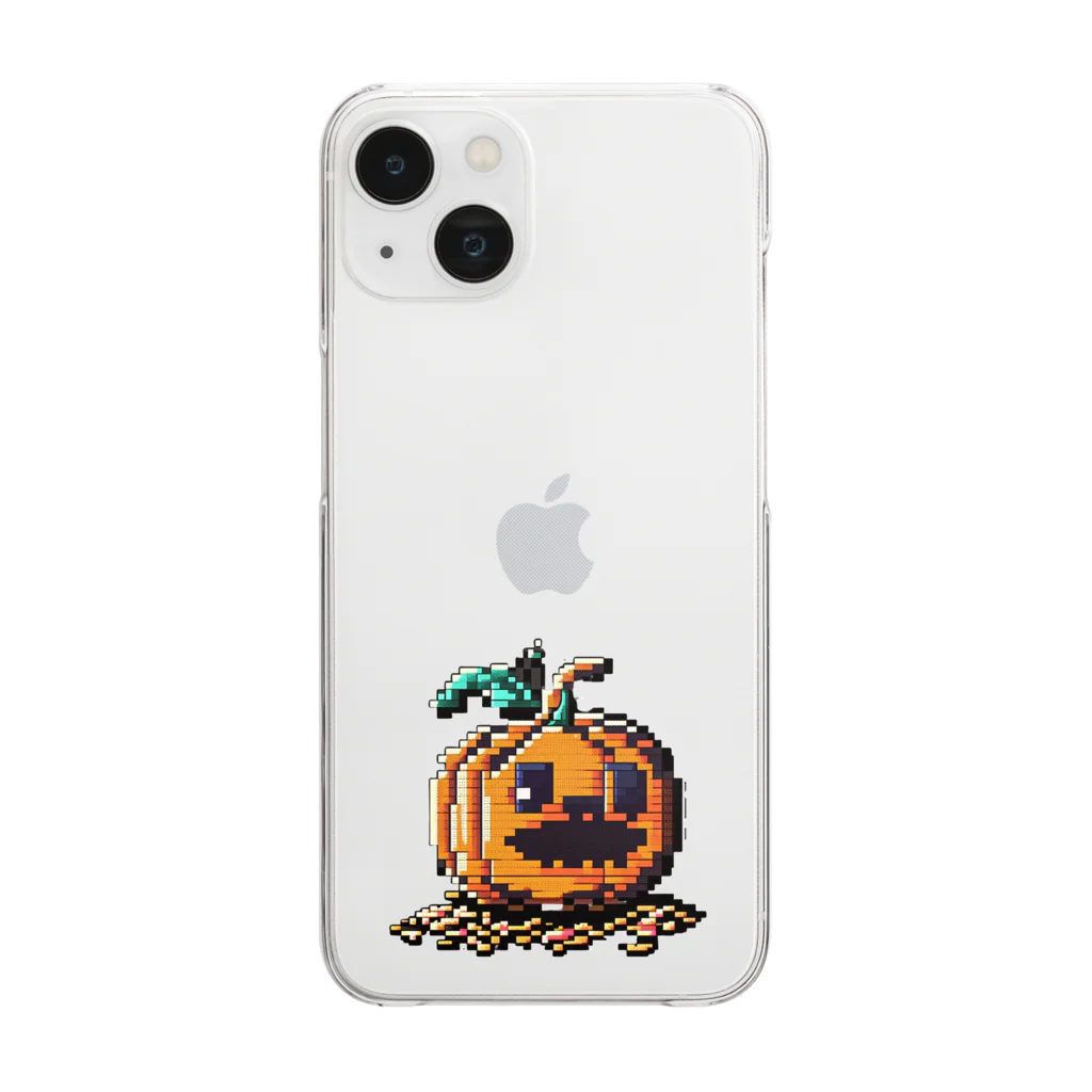 朱音琴音のドット絵のハロウィンかぼちゃのおばけ Clear Smartphone Case
