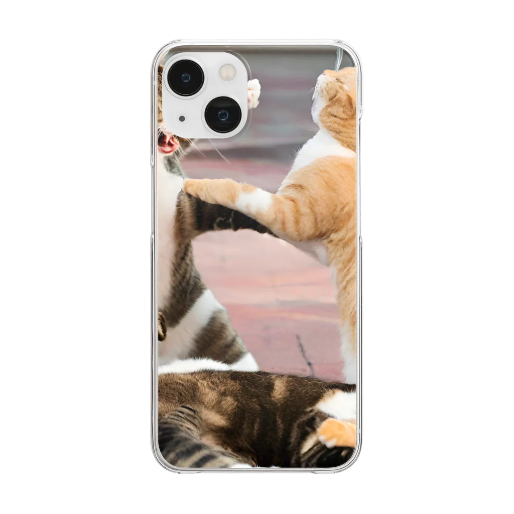 ume's shopの猫の喧嘩 Clear Smartphone Case