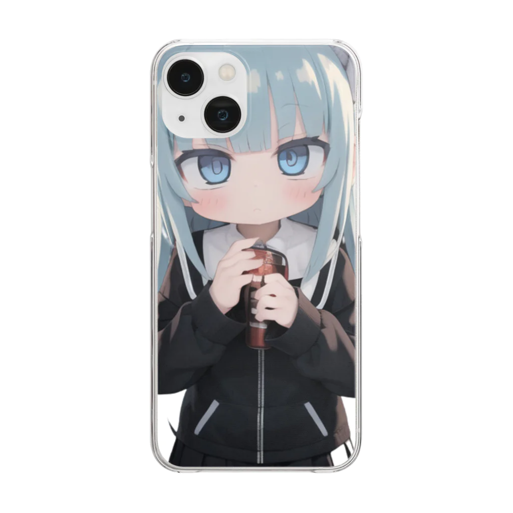 ケモ耳美少女キツネちゃん（AIart）の獣の耳と美しい青い目少女 Clear Smartphone Case