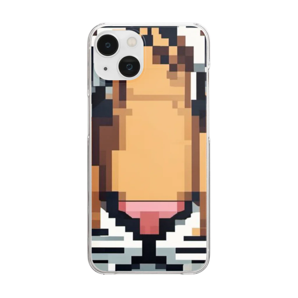 ki1962のドット絵で描かれた虎のアップ画像のプレミアムグッズ Clear Smartphone Case