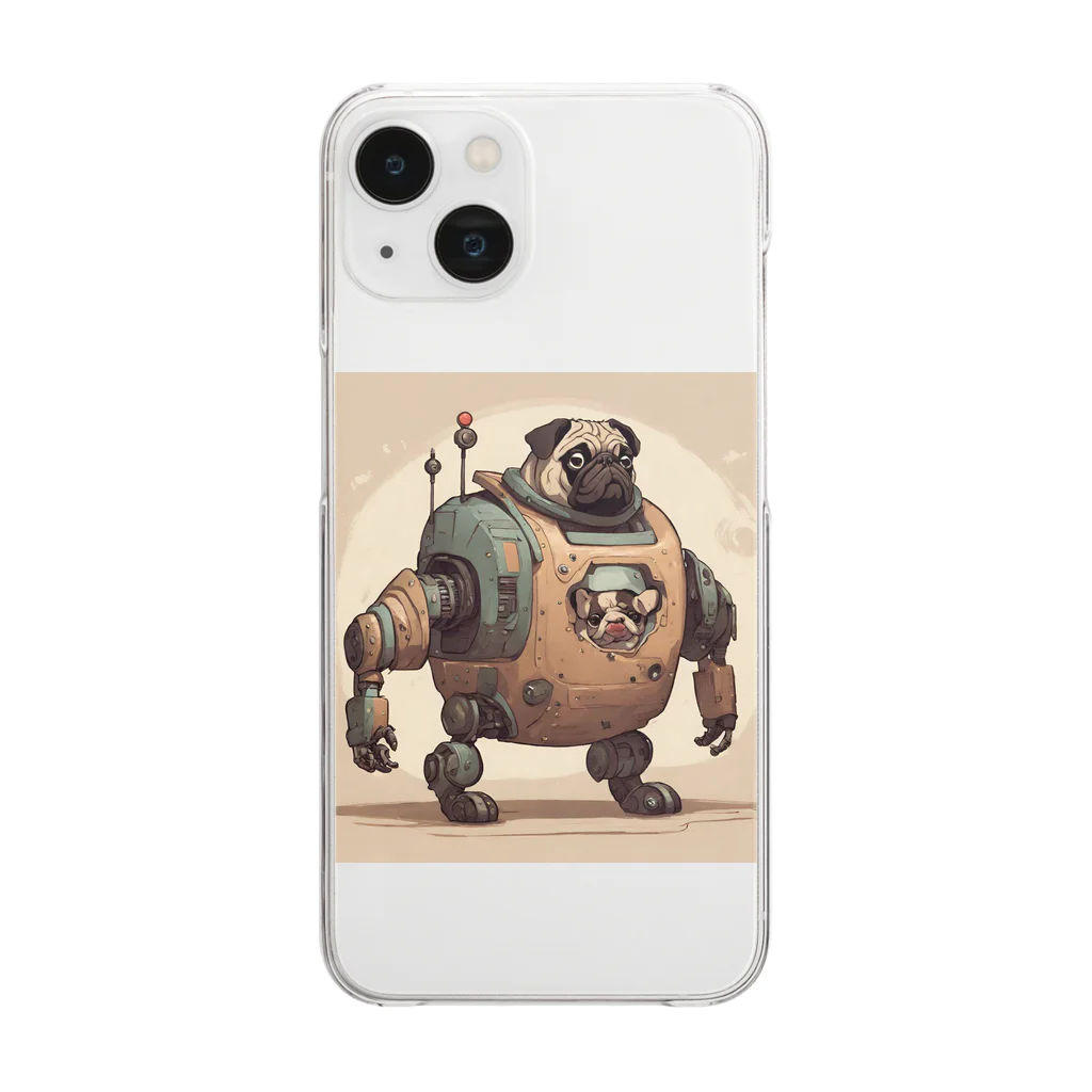 PUGおやじのロボパグ出動 Clear Smartphone Case