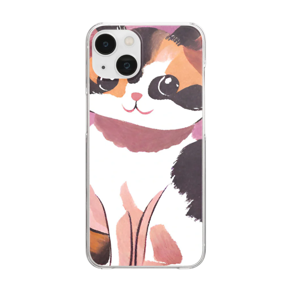 teru011のかわいい　三毛猫　グッズ Clear Smartphone Case