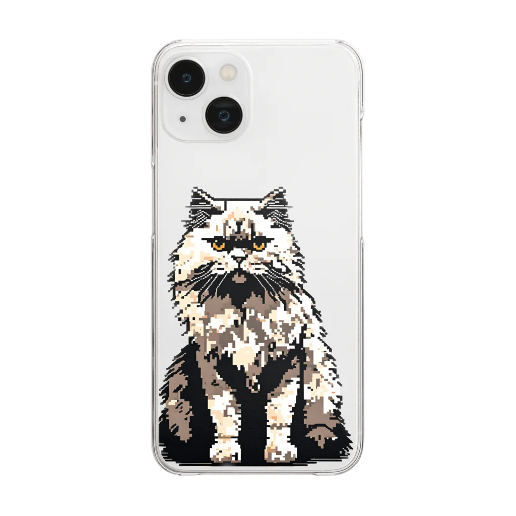 &AIのピクセルアートペルシャ猫　4 Clear Smartphone Case