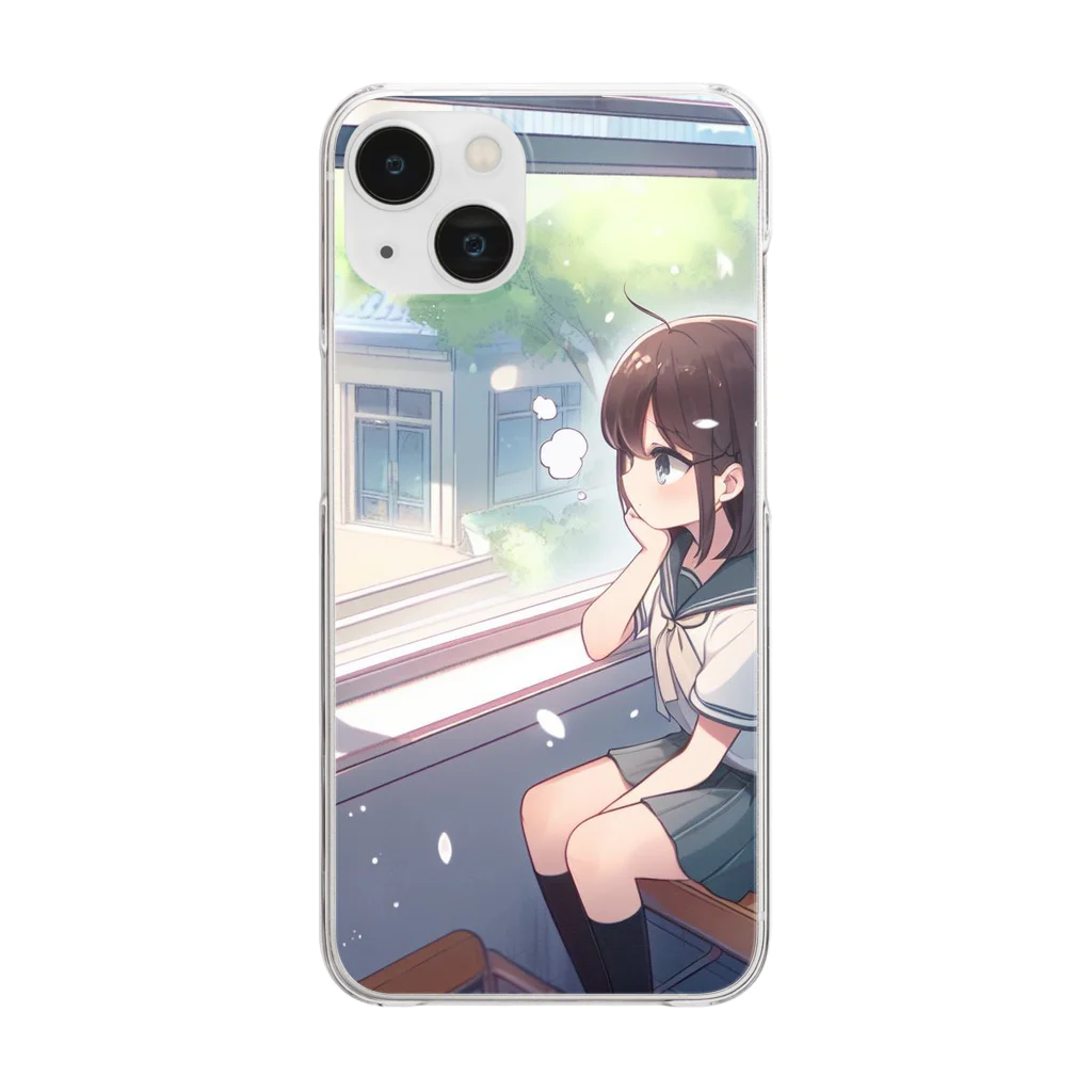 AI Creative Hub（AIクリエイティブハブ）の窓際の女子高生 Clear Smartphone Case