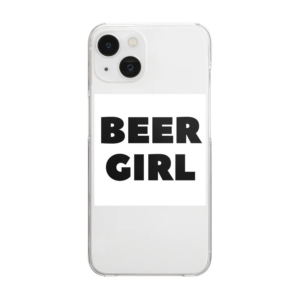 BEERのビールガール_黒字(白背景) Clear Smartphone Case