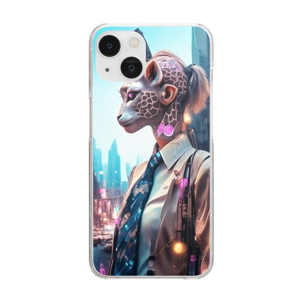 𝔔𝔘𝔒ℜℑ𝔄のCyberpunk giraffe Clear Smartphone Case