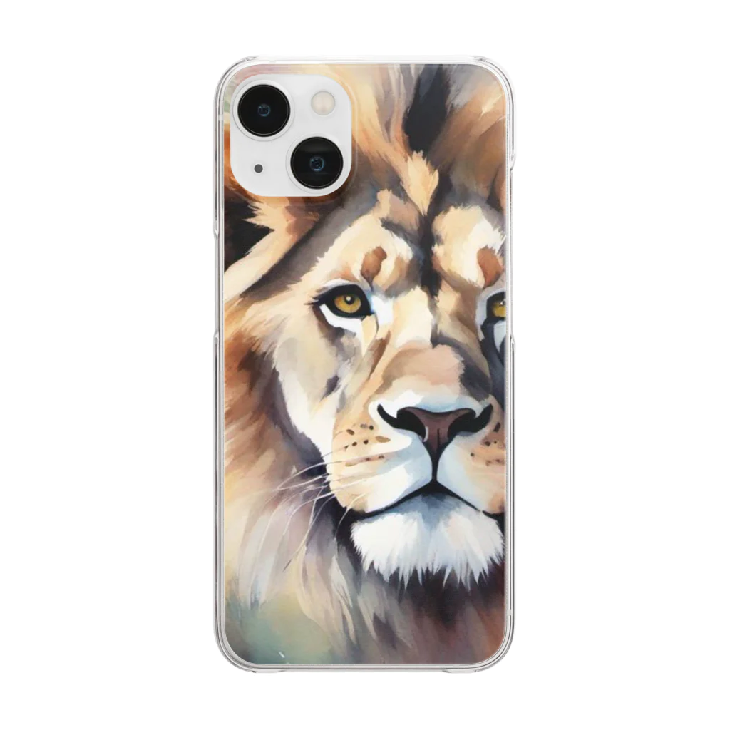 animals lovingのライオン水彩画５ Clear Smartphone Case