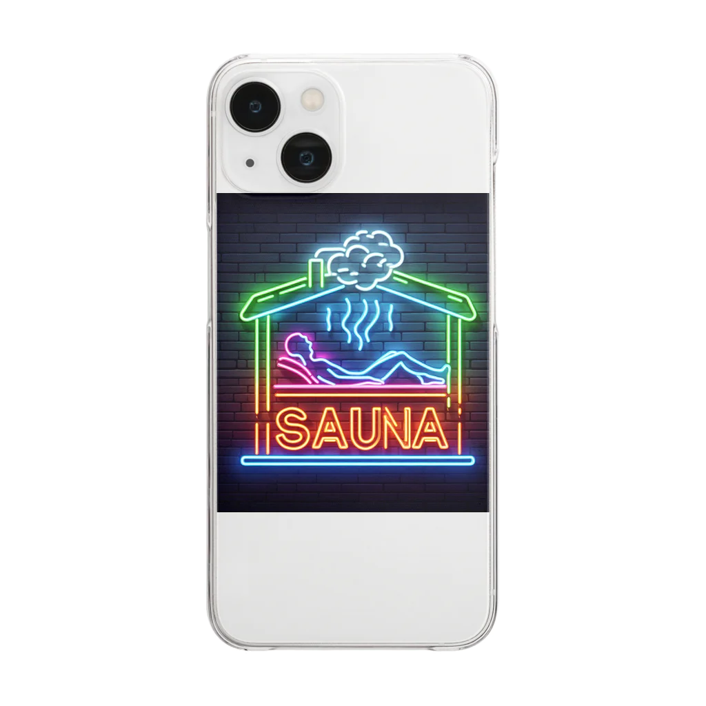 N SAUNA LOGOのネオン風サウナロゴ2 Clear Smartphone Case