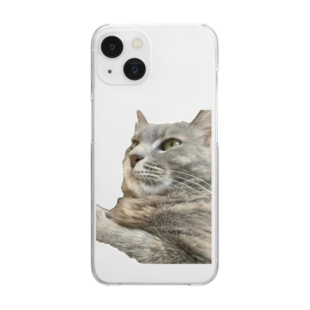 グレージュ猫ロッタン🐈‍⬛の緊張ロッタン Clear Smartphone Case