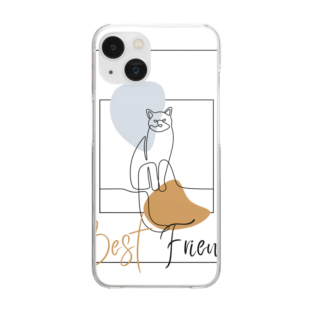 あいの猫のアトリエ: アートやクリエイティブな猫デザイン　文字「Best Friend」 Clear Smartphone Case