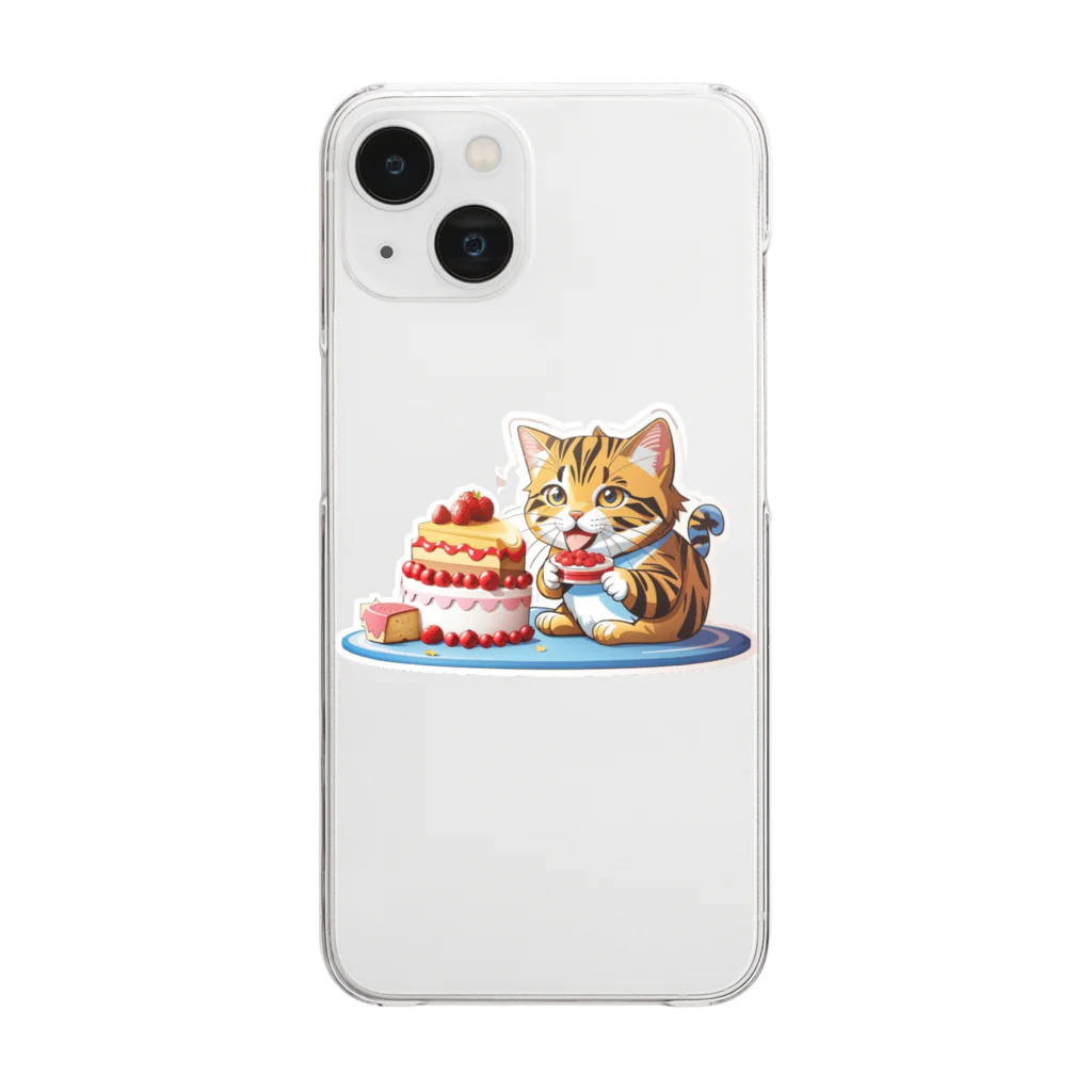 Auraのぱくぱくネコちゃん Clear Smartphone Case