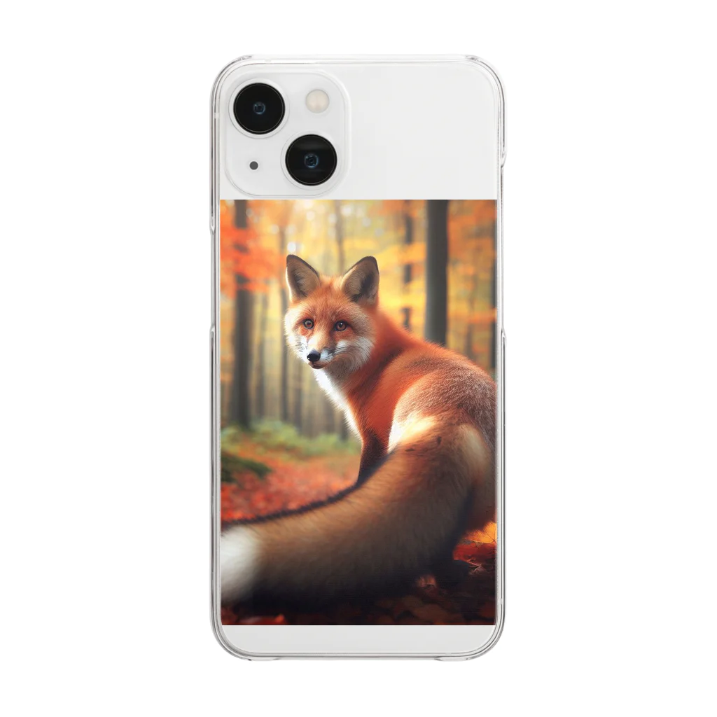 終わらない夢🌈の秋の森のキツネ🦊 Clear Smartphone Case