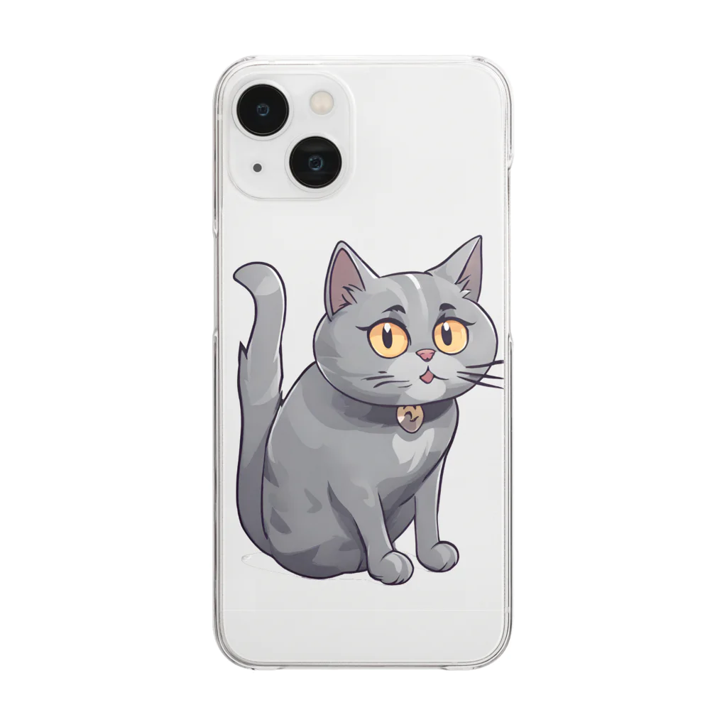 心の彩アートのグレーキャット Clear Smartphone Case