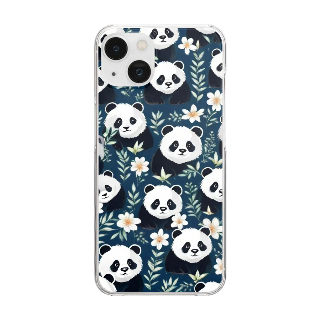 猫魚鳥時々犬等 arte♡のukiuki panda ♡ Clear Smartphone Case