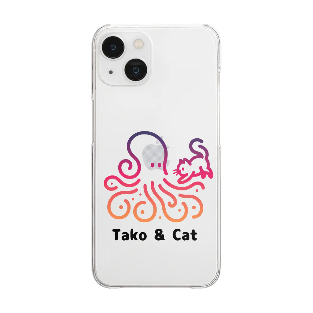 bravoadのタコ & 猫 Clear Smartphone Case
