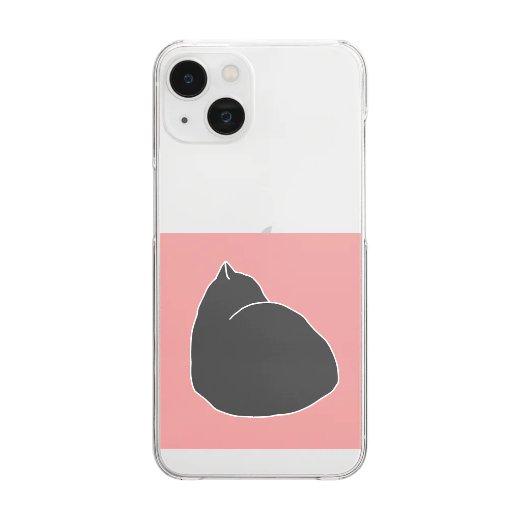 たま屋のねこねこシルエット　ピンク Clear Smartphone Case