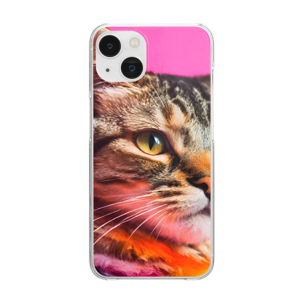 choko＆malonのカラフルな猫 Clear Smartphone Case