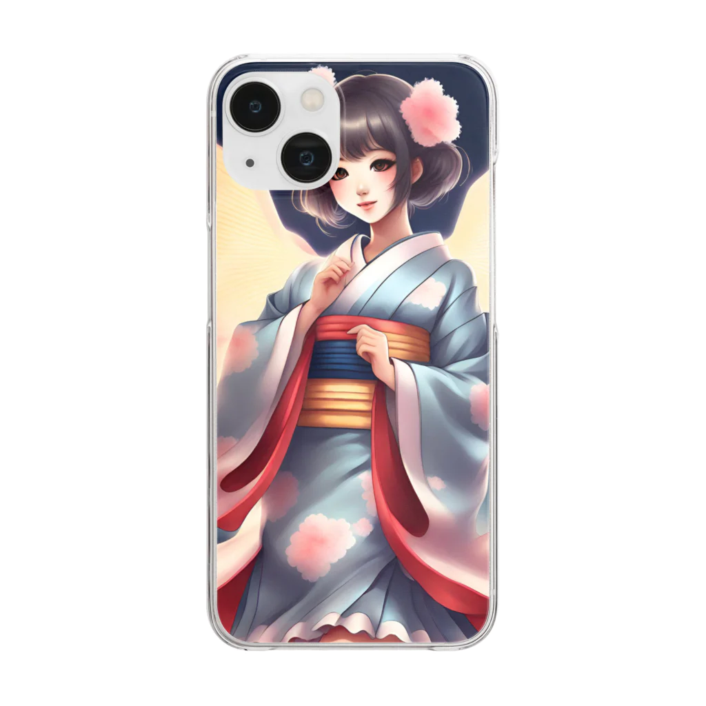 coron72の和服少女 Clear Smartphone Case