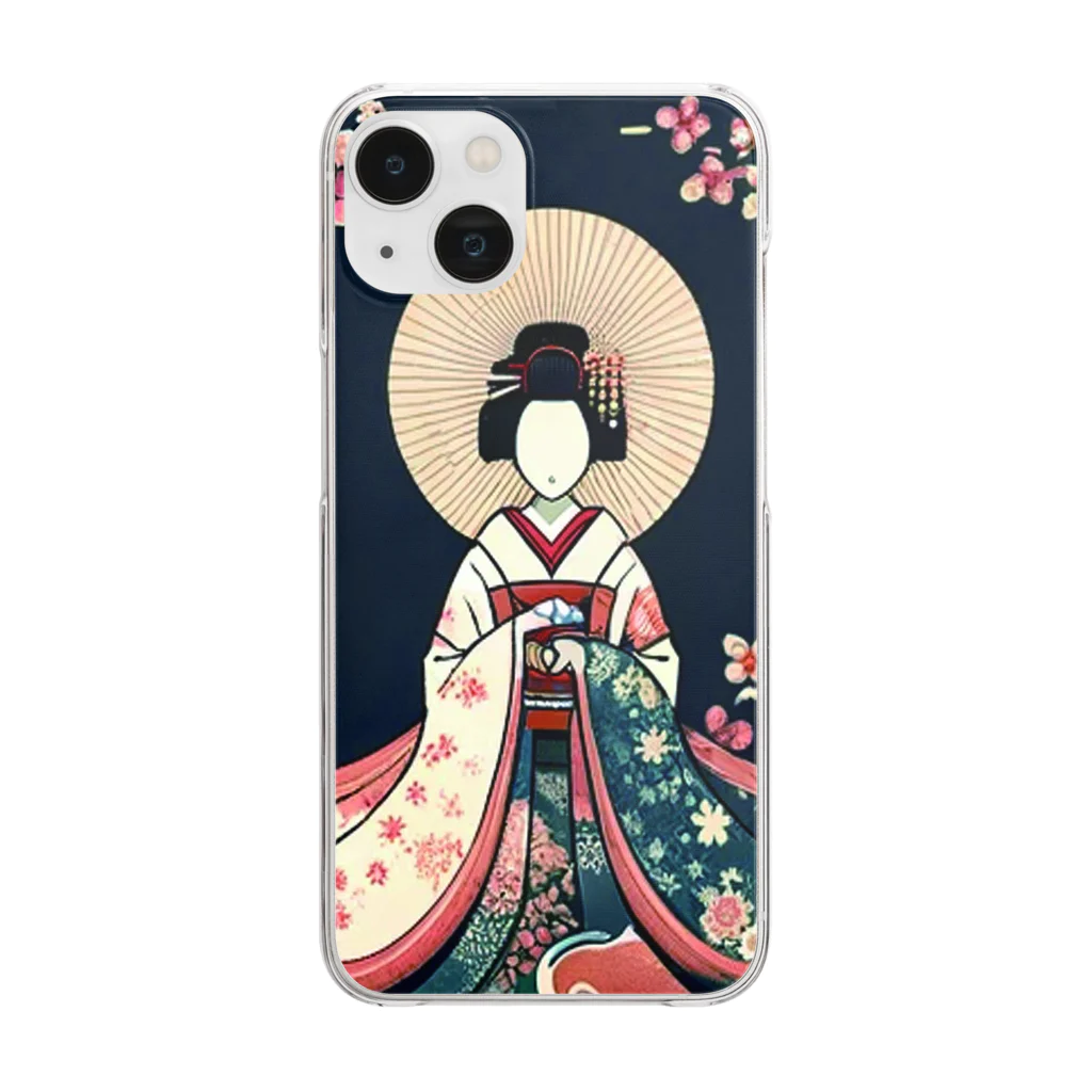 Emerald Canopyの"Elegance in the Moonlight — The Grace of Traditional Japanese Attire" Clear Smartphone Case