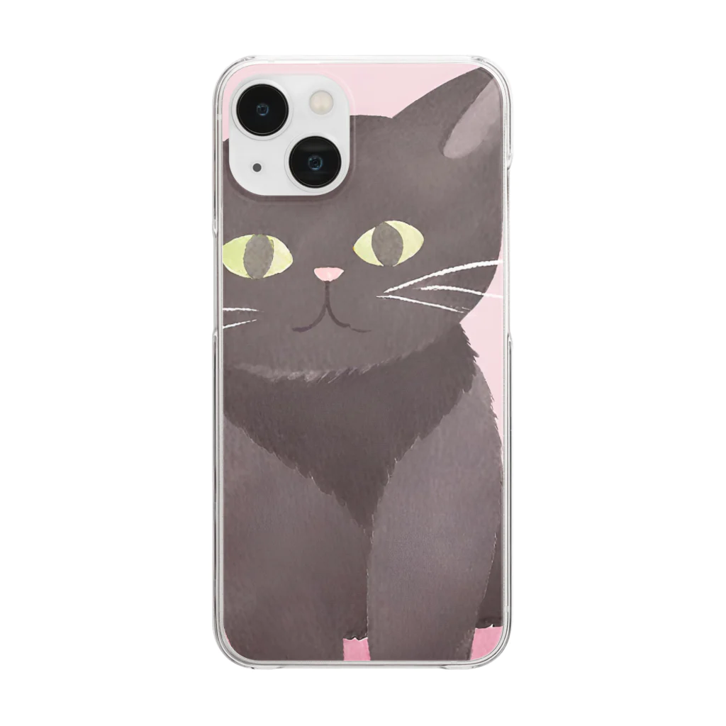 木馬の黒猫ちゃん Clear Smartphone Case