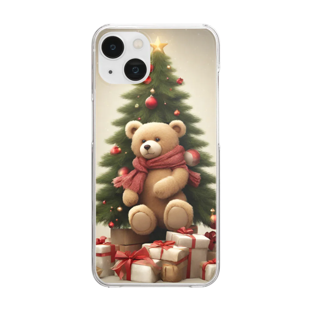 규리shopのクリスマス テディーベアの思い出 Clear Smartphone Case