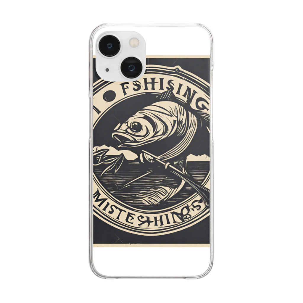 No Fishing No Life の釣り　レトロ風 Clear Smartphone Case