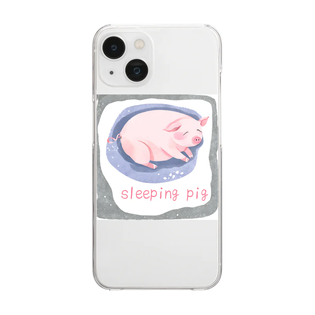 soraseaの寝てるぶたちゃんグッズ Clear Smartphone Case