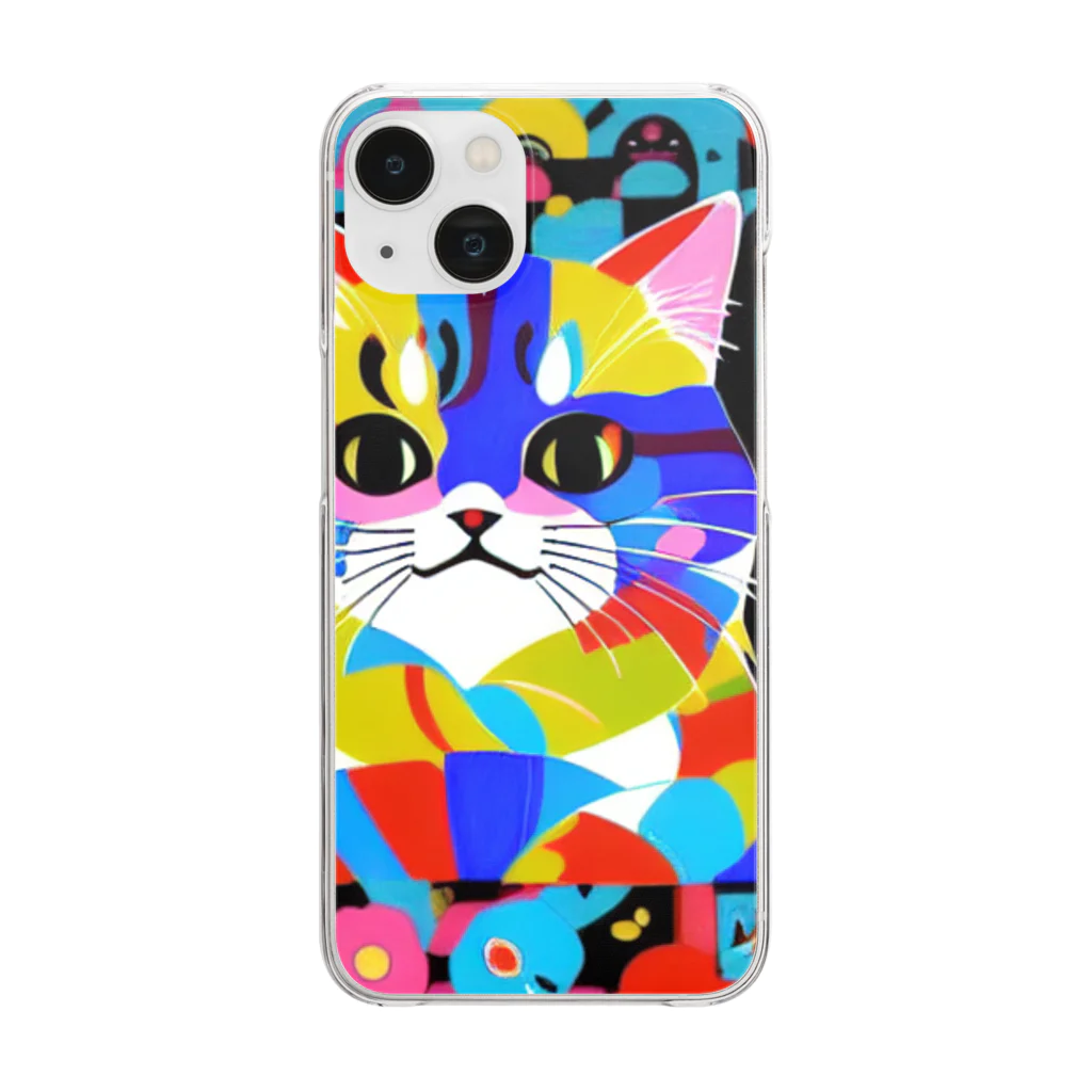 629_CAT_ARTのカラフルキャット Clear Smartphone Case