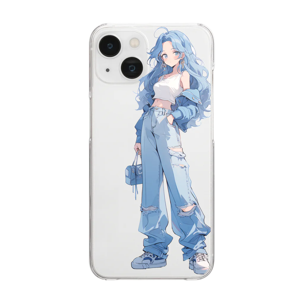 壁紙屋さんのPastel Girls "Blue" Clear Smartphone Case