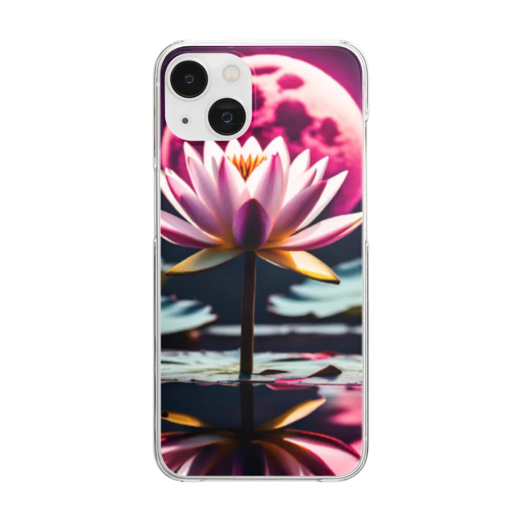 RetrowaveFlowerのRetrowaveFlower-睡蓮- Clear Smartphone Case