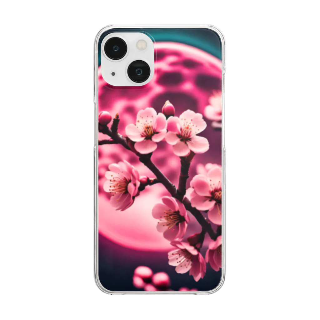 RetrowaveFlowerのRetrowaveFlower-桜- Clear Smartphone Case