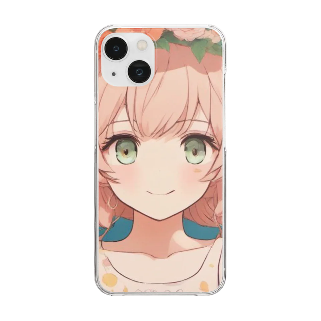 G7のショップの 花咲く彼方の美少女のアートコレクションBeauty Amidst Blossoms - Girl's Art Collection Clear Smartphone Case