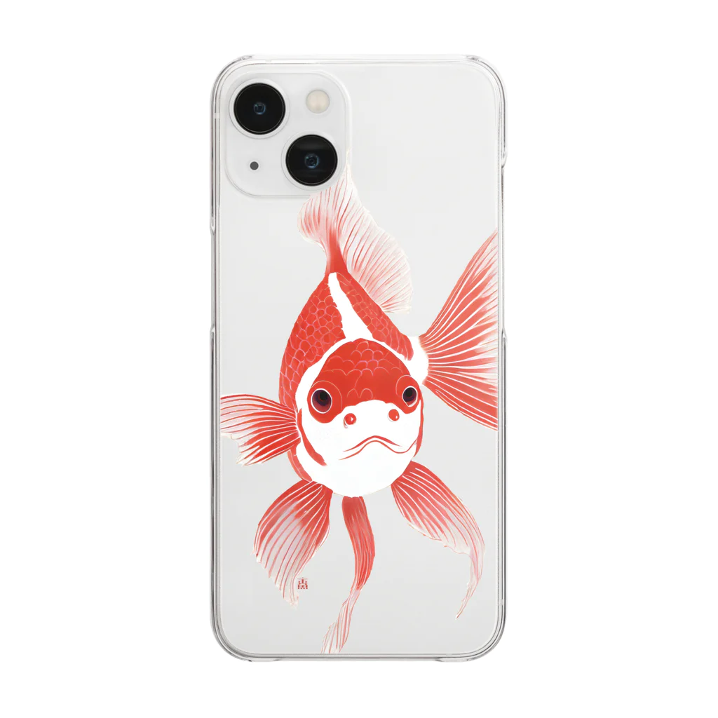 まみおデザインの金魚（ゆるモア水墨画風） Clear Smartphone Case