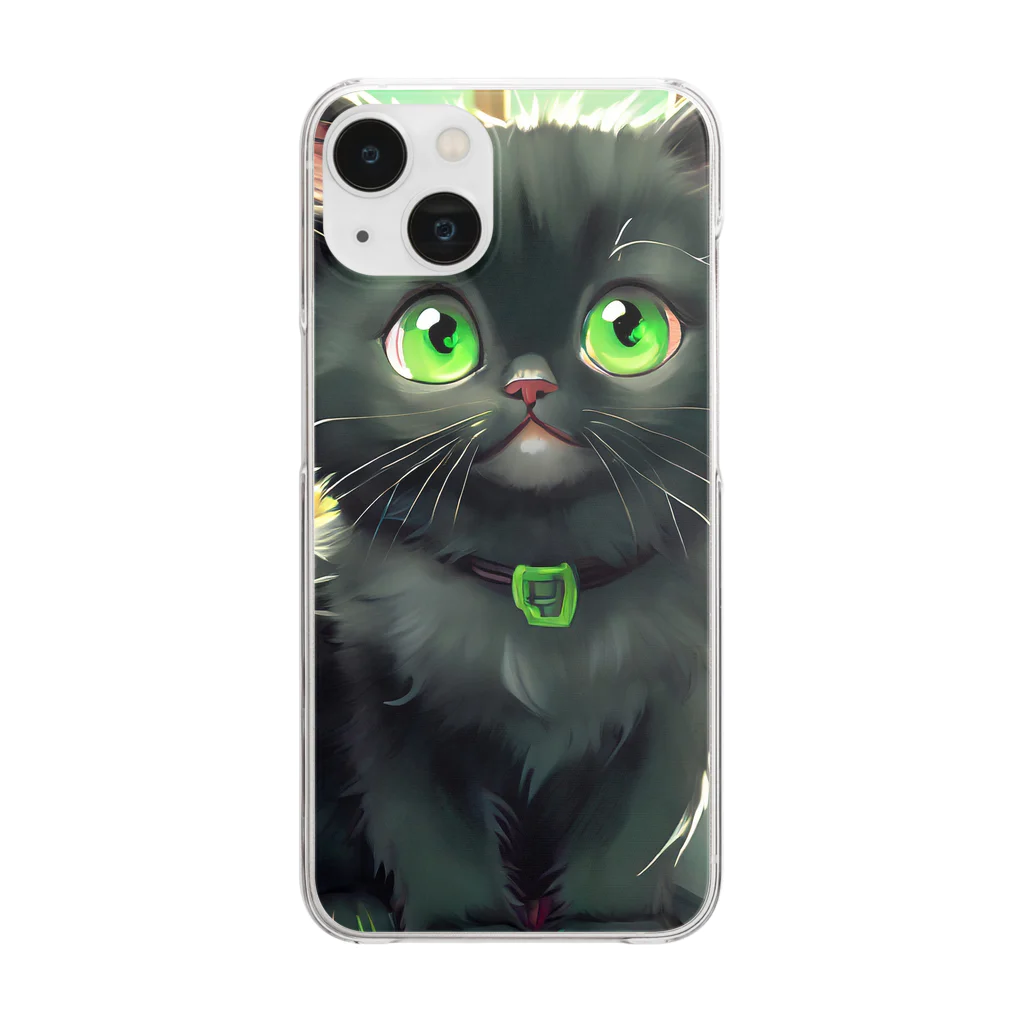 yoiyononakaの図書室の黒猫01 Clear Smartphone Case