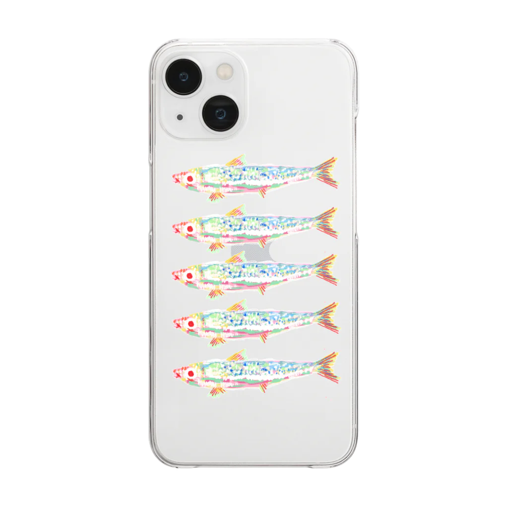 clareclaredoodleのFive Sardines Clear Smartphone Case