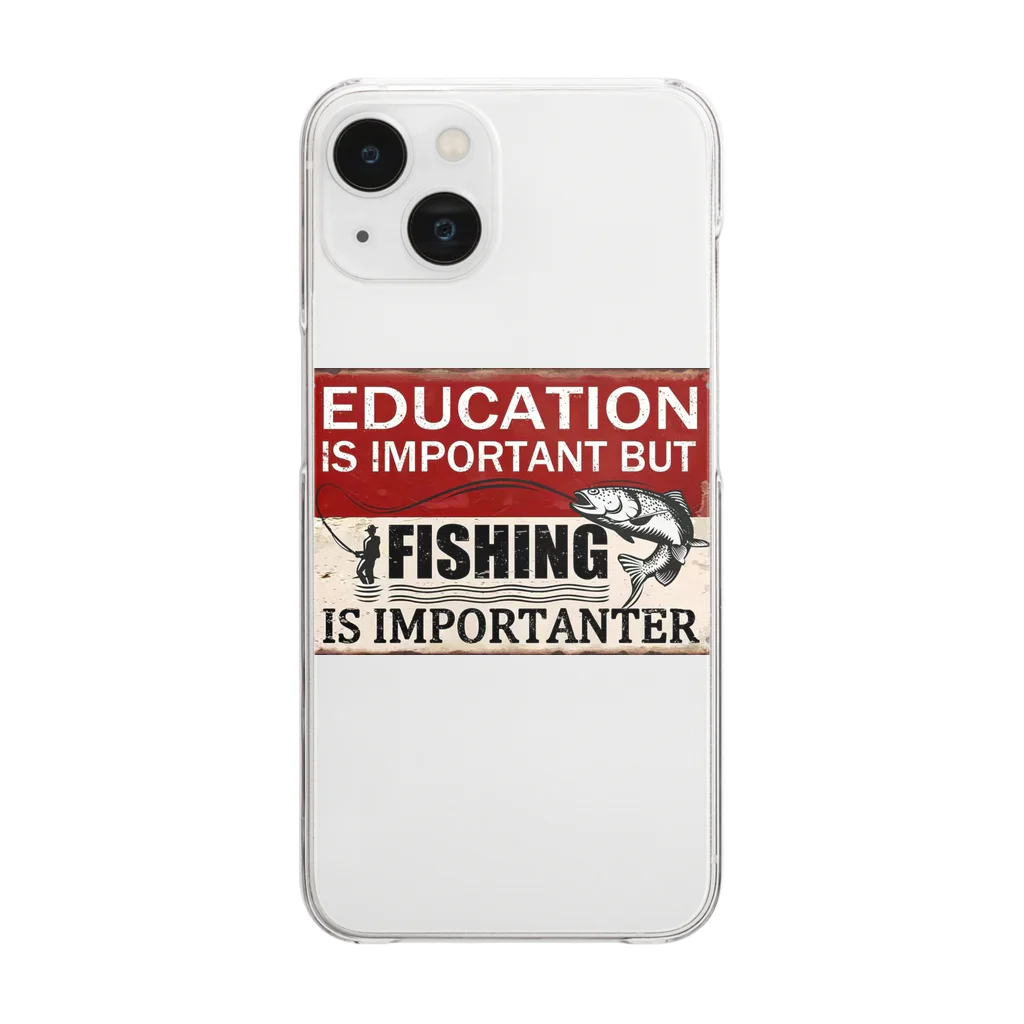 No Fishing No Life の釣り　レトロテイスト1 Clear Smartphone Case